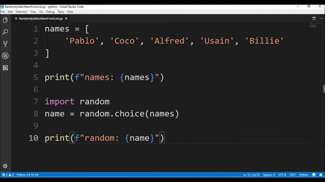 randomly select item from list in python ? смотреть онлайн