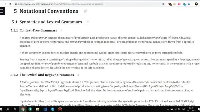Термины контекстно-свободной грамматики EcmaScript / EcmaScript context-free grammar terms смотреть онлайн