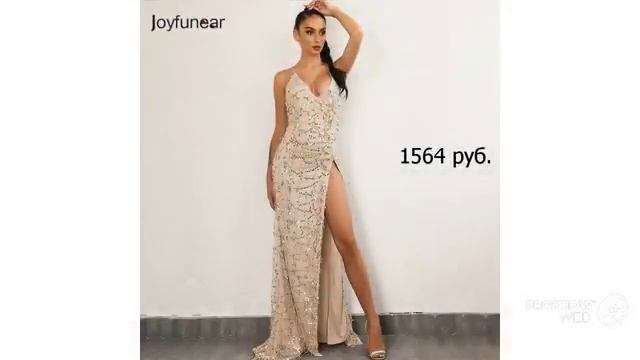 Одежда с Aliexpress - Шикарное платье до щиколотки с V-образным вырезом смотреть онлайн