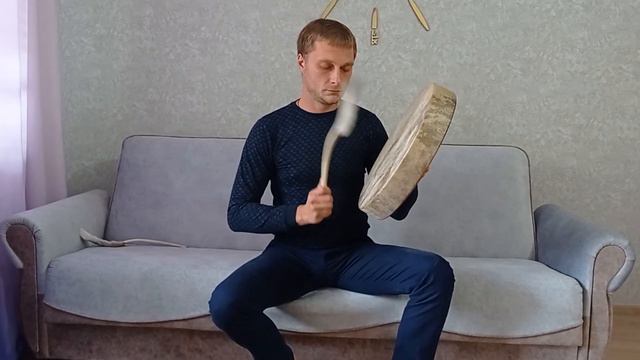 Шаманский Бубен 45 см в диаметре. Высота обода 7 см. Кожа козы смотреть онлайн
