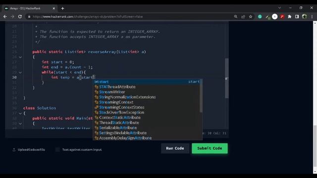Reverse An Array | Arrays | HackerRank C# Solution смотреть онлайн