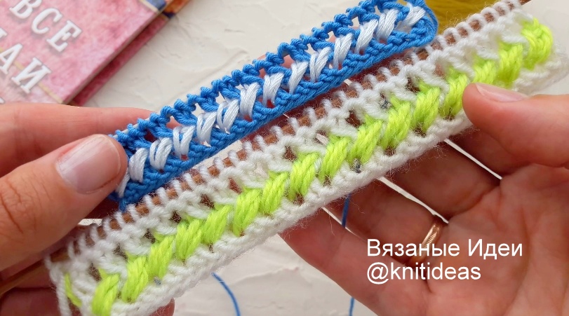 Красивая двухцветная кайма спицами! смотреть онлайн