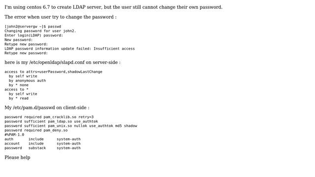 User ldap cannot change password : LDAP password information update failed: Insufficient access смотреть онлайн
