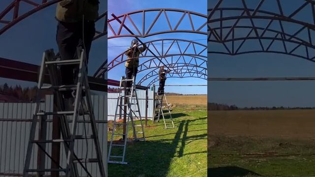 Навес из поликарбоната 6*4 арочного типа для машины