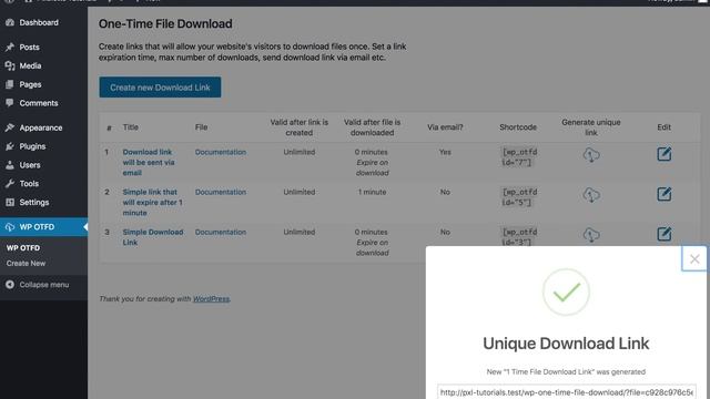 5. How to quick generate Unique Download Link with "WP One Time File Download" WordPress Plugin смотреть онлайн