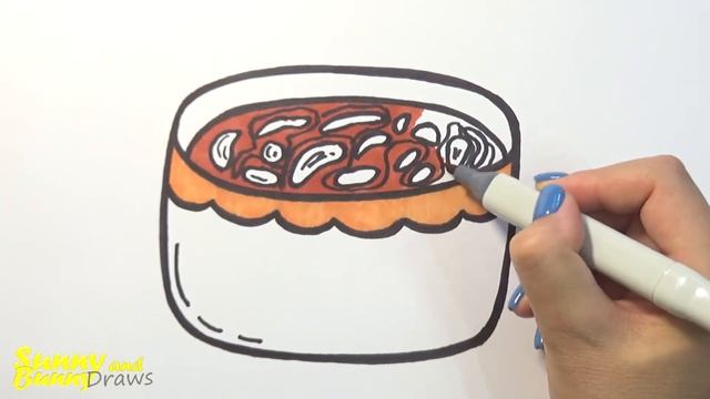 Рисунок и раскраска Тарелка с супом ?- Рисунки для детей | Sunny And Bunny Draws