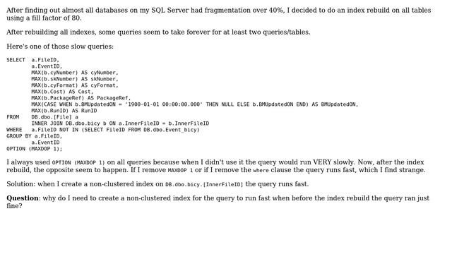 Databases: Some queries are very slow after index rebuild смотреть онлайн