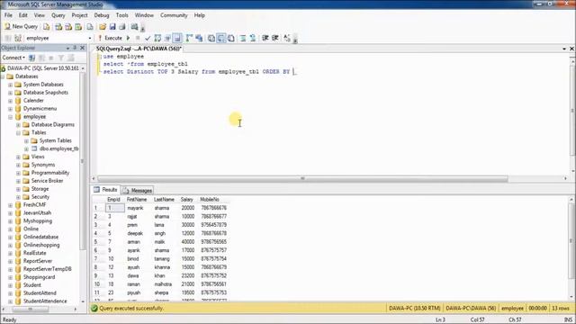SQL Tutorial 7 | How to find Top Three Highest and Lowest salary from table смотреть онлайн