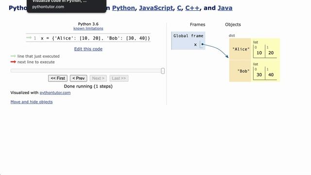 three object nesting options [pythontutor.com] смотреть онлайн