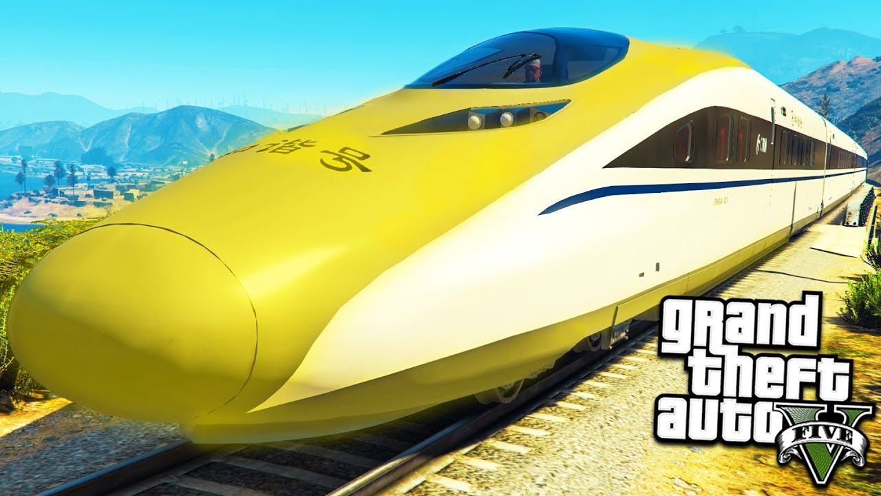 САМЫЙ БЫСТРЫЙ ПОЕЗД В МИРЕ ЭКСПЕРИМЕНТЫ ГТА 5 МОДЫ! ОБЗОР МОДА GTA 5 веселая видео игра как мультик смотреть онлайн