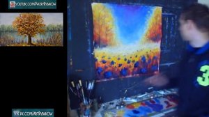 Как нарисовать поэтапно для начинающих - Осенняя цветочная поляна - Рисуем в Прямом эфире!