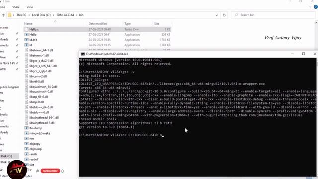 Execute C program in command prompt | GCC installation | run C program in cmd | Prof.Antony Vijay смотреть онлайн