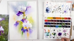 Как рисовать ирисы? Рисуем ирисы акварелью пошагово | Акварель для начинающих | Артилайк