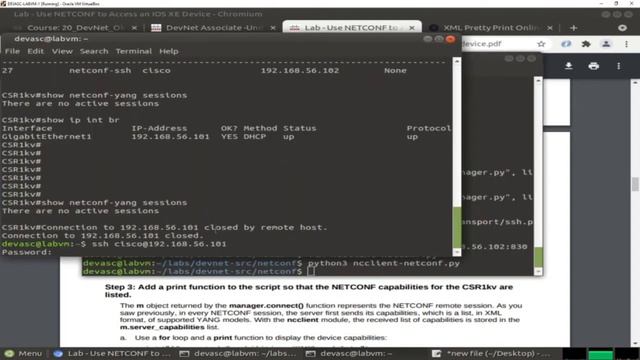 8.3.6 Lab - Use NETCONF to Access an IOS XE Device смотреть онлайн