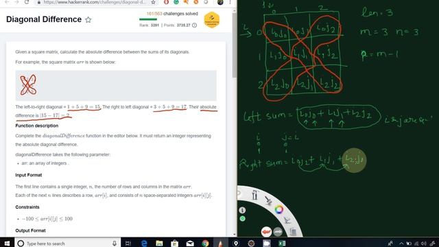 How To Solve Diagonal Difference HackerRank Problem [O(N) Solution] | HackerRank Solution смотреть онлайн