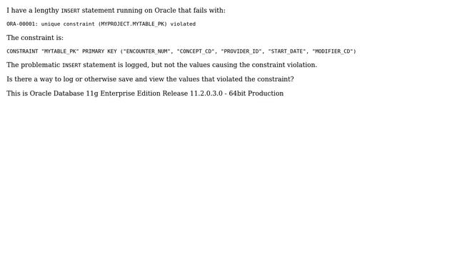Databases: How to log the values that cause a unique constraint violation? смотреть онлайн