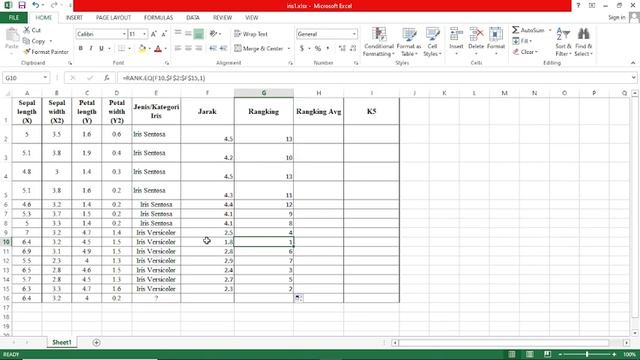 Penjelasan MS Excel KNN Kelompok 8 ML (Machine Learning)