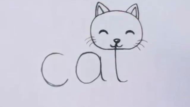 ? Very Easy! How to turn Words Cat Into a Cartoon Cat. (Wordtoons) learning step by step for kid смотреть онлайн