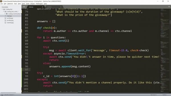 How to make a Giveaway bot with Discord.py | Giveaway Command [ Part 2 ]