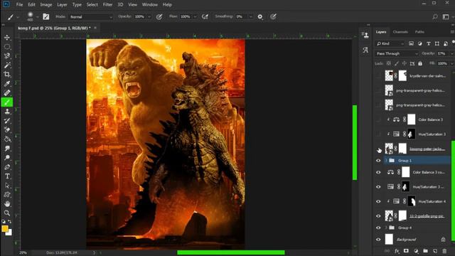 Godzilla vs Kong Poster Design | photoshop speed art смотреть онлайн