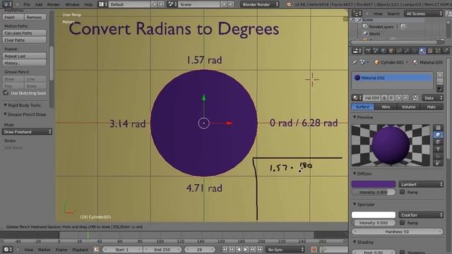 Blender Tutorial - Math for Animators - Convert Radians to Degrees смотреть онлайн