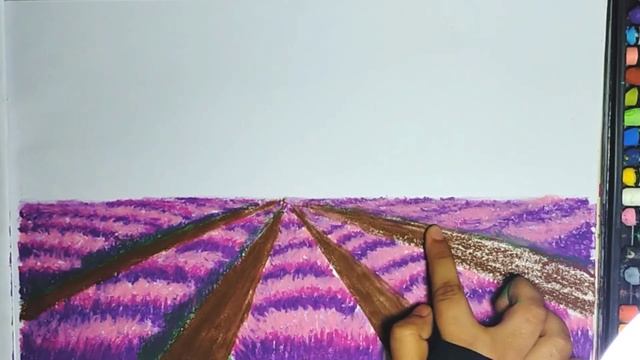 Oil Pastel Drawing/Oil Pastel landscape Drawing/Scenery Drawing/Lavender Flower Field Painting смотреть онлайн