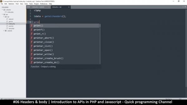 #06 Adding headers & body | Introduction to APIs in PHP & Javascript | Quick programming tutorial