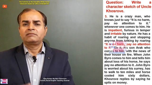 Character Sketch of UNCLE KHOSROVE The Summer of the Beautiful White Horse class 11 William Saroyan смотреть онлайн