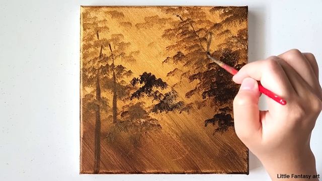 금빛 숲을 그리는 방법 / 그림 초보자를 위한 아크릴화 смотреть онлайн