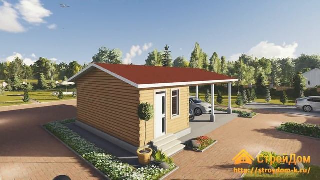 Хозяйственный блок из бруса 4х7 с навесом для машины смотреть онлайн