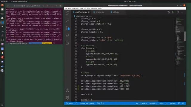 Python and Pygame Platform Game Part 14 - Player and Enemy Entities смотреть онлайн