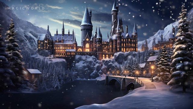 Harry Potter Music & Ambience | Hogwarts Christmas Music With Snow Sounds