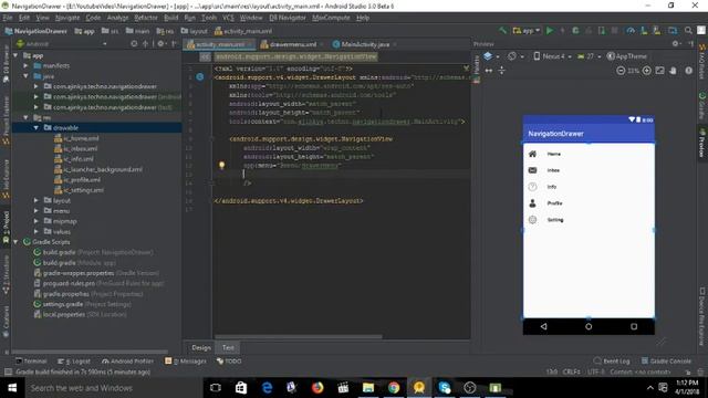 Custom Navigation Drawer in Android смотреть онлайн