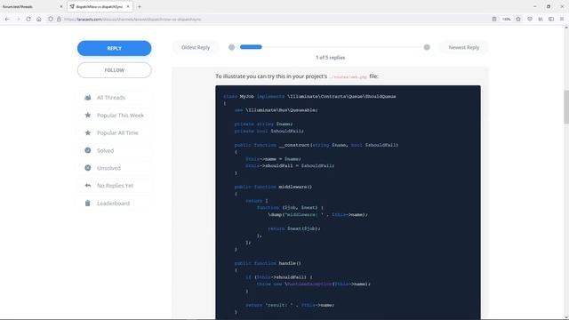 Create a forum with Laravel 8 | DispatchSync our CreateThread Job | Part 30 смотреть онлайн