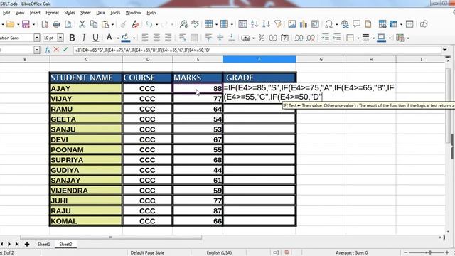 CALC या EXCEL की मदद से रिजल्ट/ग्रेड निकालना सीखें II USE OF IF FUNCTION смотреть онлайн