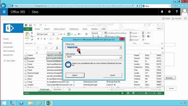 Import an Excel Range to a SharePoint List смотреть онлайн