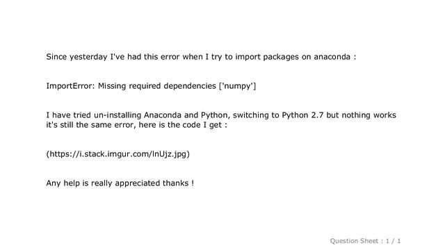 Pandas : Python Pandas - Missing required dependencies ['numpy'] 1 смотреть онлайн