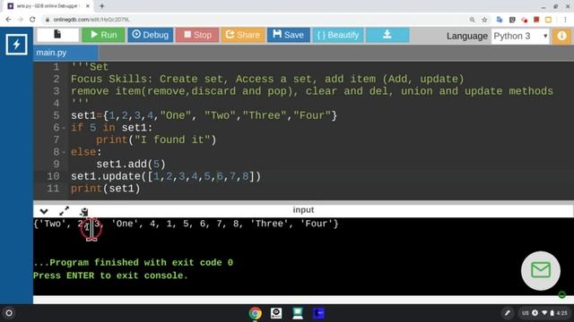 Python Sets and Comparison between different collection data types. смотреть онлайн