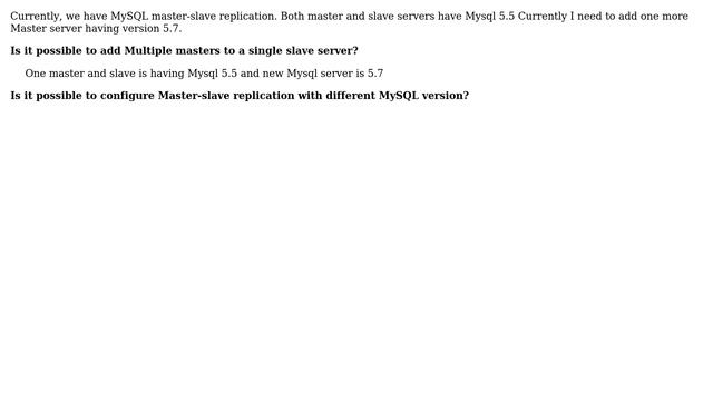 Databases: Master slave replication with different mysql version is on both slave and master смотреть онлайн