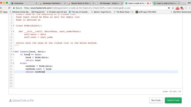 HackerRank | Insert a node at the head of a linked list смотреть онлайн