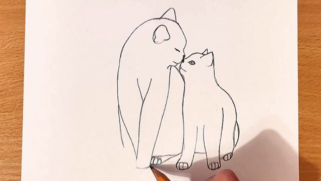 Как Нарисовать КОШКУ С КОТЁНКОМ Очень Легко | Простой Рисунок Карандашом | Рисунок Котиков смотреть онлайн