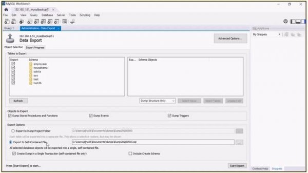 MySQL : Backup MySQL database structure using workbench