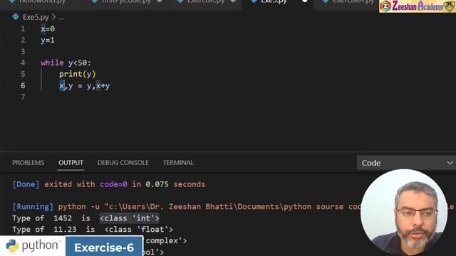 Python Exercise -6 | Print Fibonacci Series in Python | Python Fibonacci practice in Hindi/Urdu смотреть онлайн