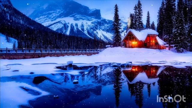 Горы, зимний домик, лес. Новогодняя музыка. Рождество. смотреть онлайн