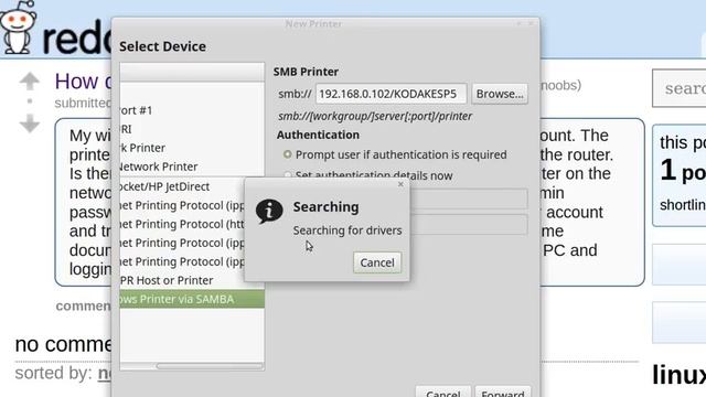Connect to a printer on a windows machine from Linux. смотреть онлайн