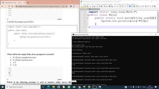 NPTEL Programming in Java Week 4 Quiz answers with detailed proof of each answer смотреть онлайн
