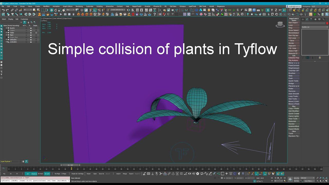 Dark Max № 36 - Simple collision of plants in Tyflow смотреть онлайн