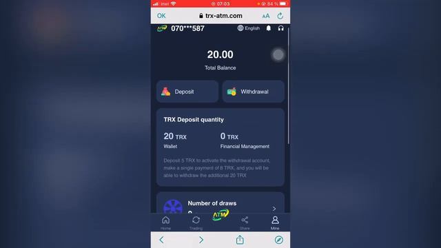 TRX-ATM global profit is up to 30%, activate and send 20TRX to your account #trx-atm #trx #tron # смотреть онлайн