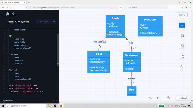 UML Class diagram example: Bank ATM system смотреть онлайн