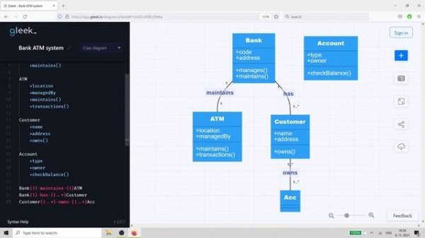 UML Class diagram example: Bank ATM system